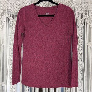 Med Long Sleeve V-Neck Mossimo Shirt Burgundy